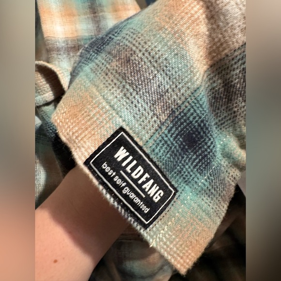 Wildfang Essential Shirtdress Ombre Plaid Blue Long Sleeve Flannel Size XL EUC - Picture 7 of 9